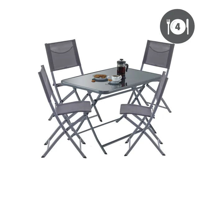 Table de Jardin Pliante - Rectangulaire - Gris