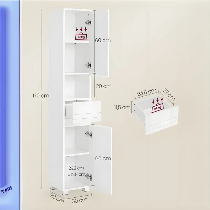 Meuble rangement colonne de salle de bain réglable